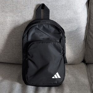 adidas Black Mini Sling Bag with White Logo